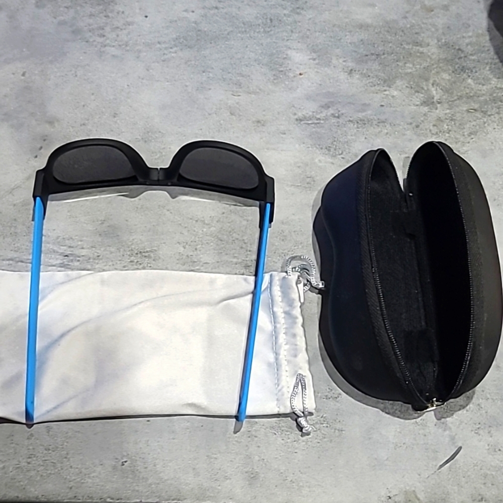 Folded sunglasses with case